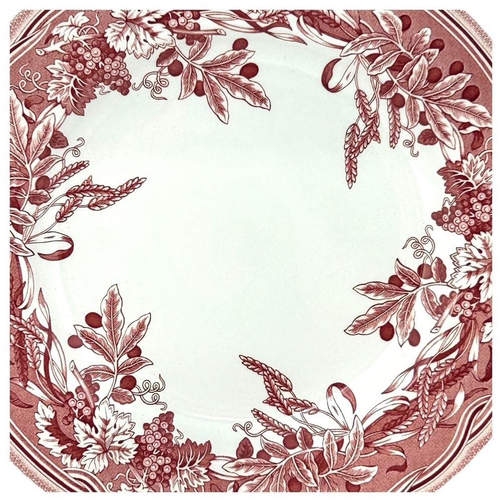 Spode Fulham Dinner Plate for Williams Sonoma Red & White Floral England 2004 - Picture 3 of 6